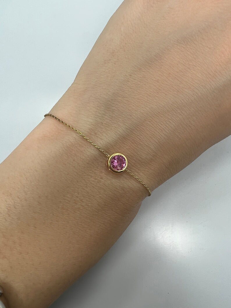 Pink Zircon Stone Bracelet