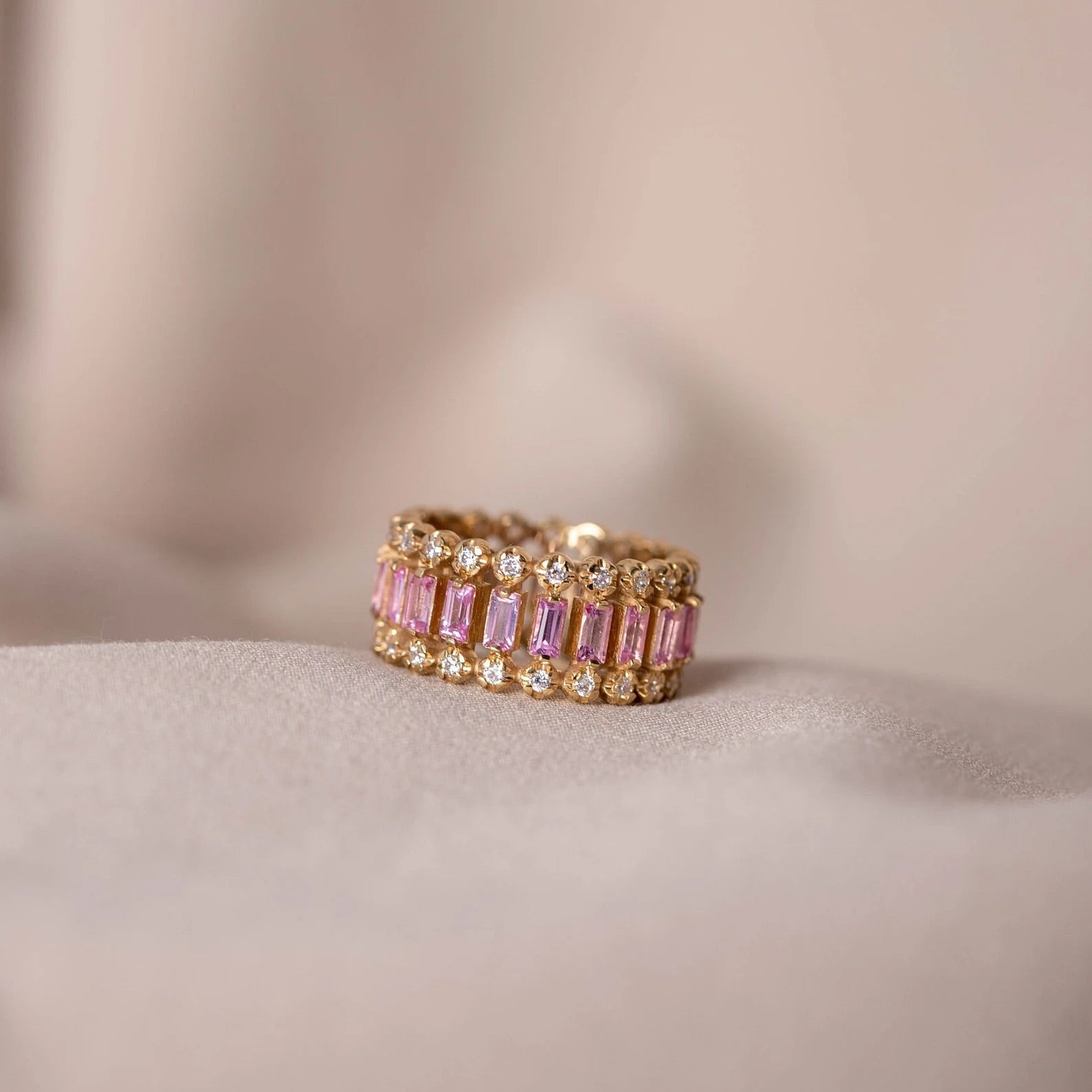 Pink- Baguette -Ring