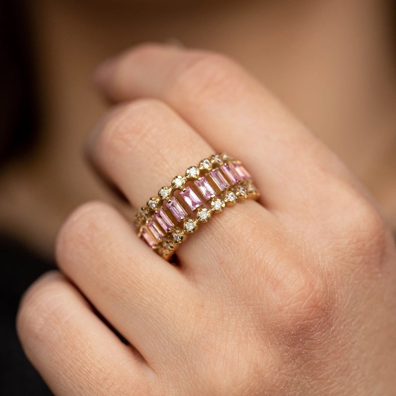 Pink- Baguette -Ring