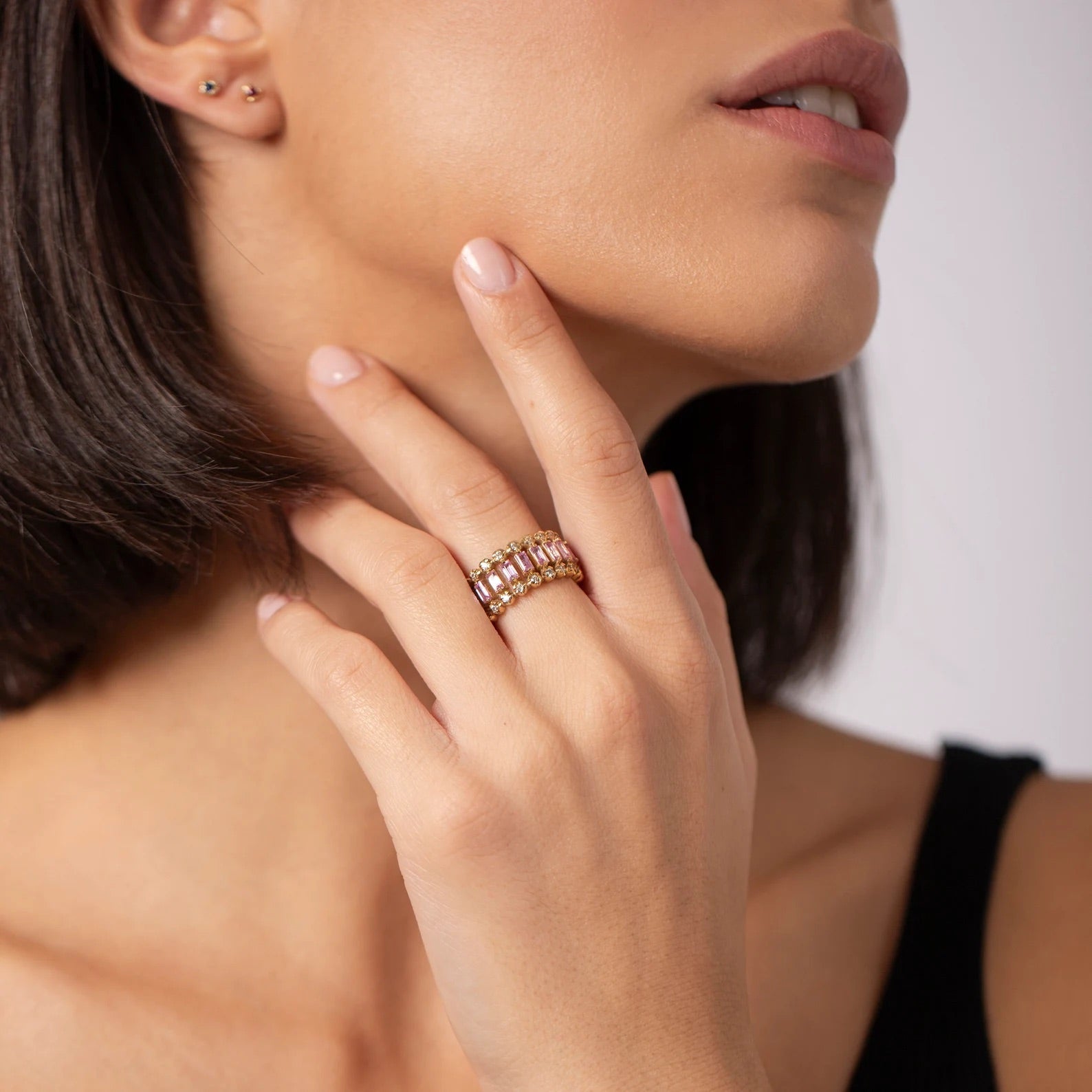 Pink- Baguette -Ring