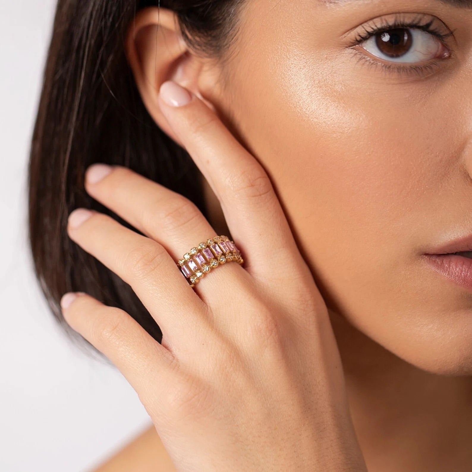 Pink- Baguette -Ring