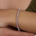 Pink Tennis Bracelet Woman's  Silver with 18K Gold Plating I ARTSY SILVER