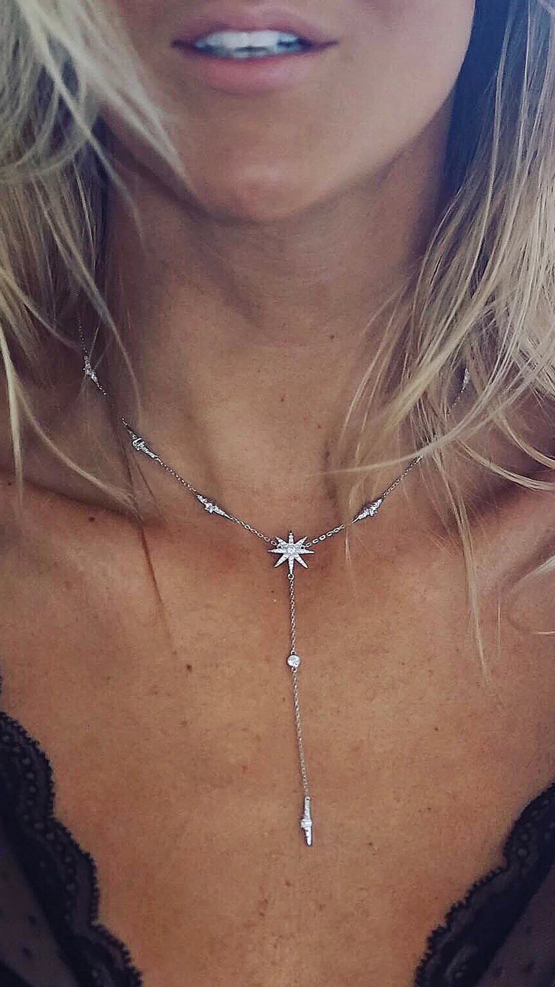 Pole Star Charm Necklace Silver
