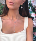 Under moonlight Silver Lariat Necklace - ARTSY SILVER