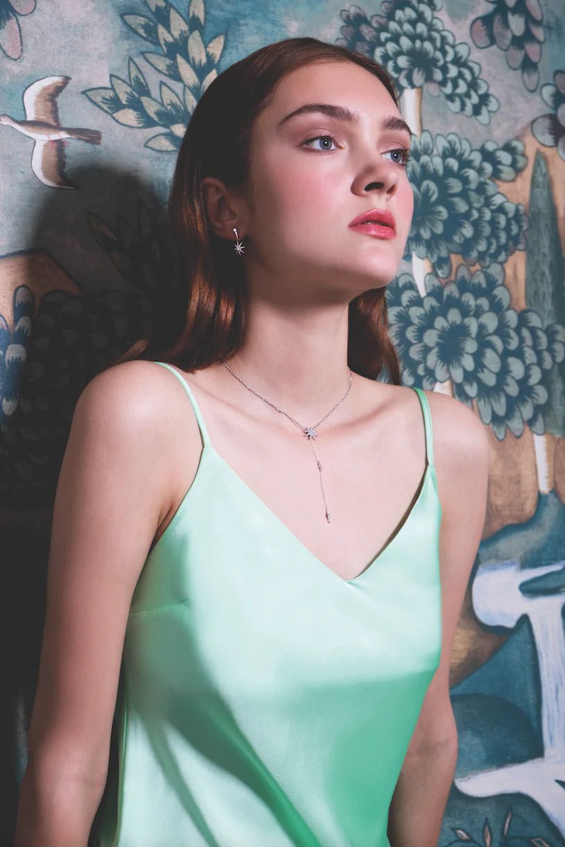 Under moonlight Silver Lariat Necklace - ARTSY SILVER