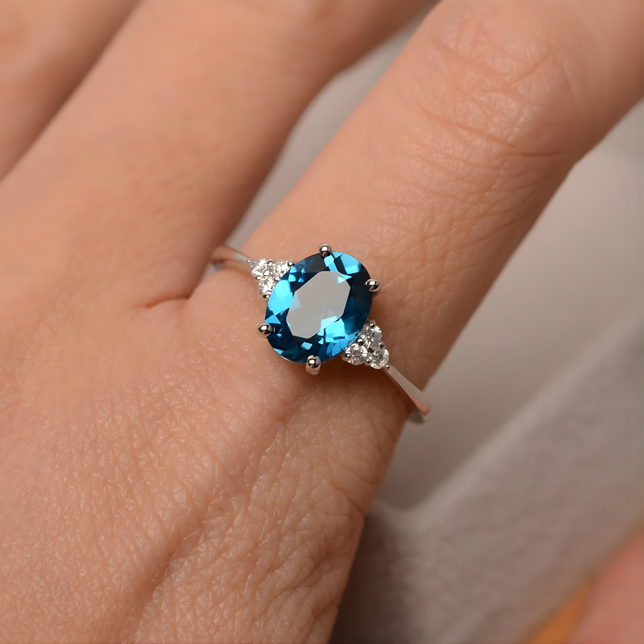 Promise London Blue Topaz Silver Ring