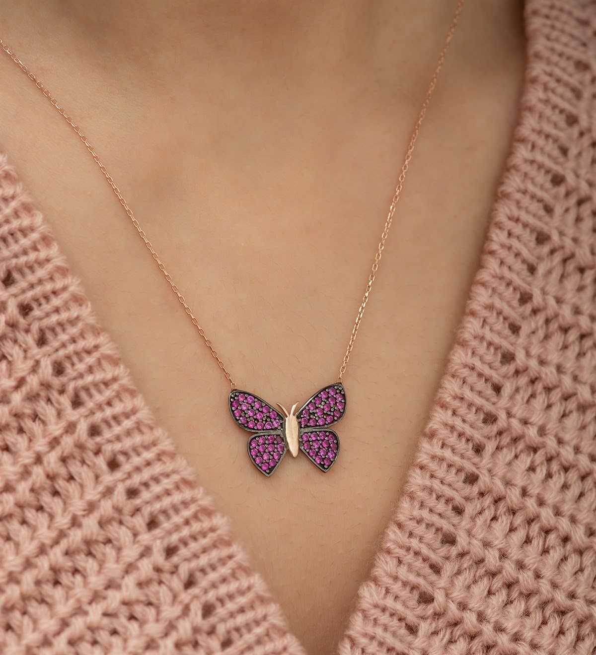 Purple Butterfly Necklace