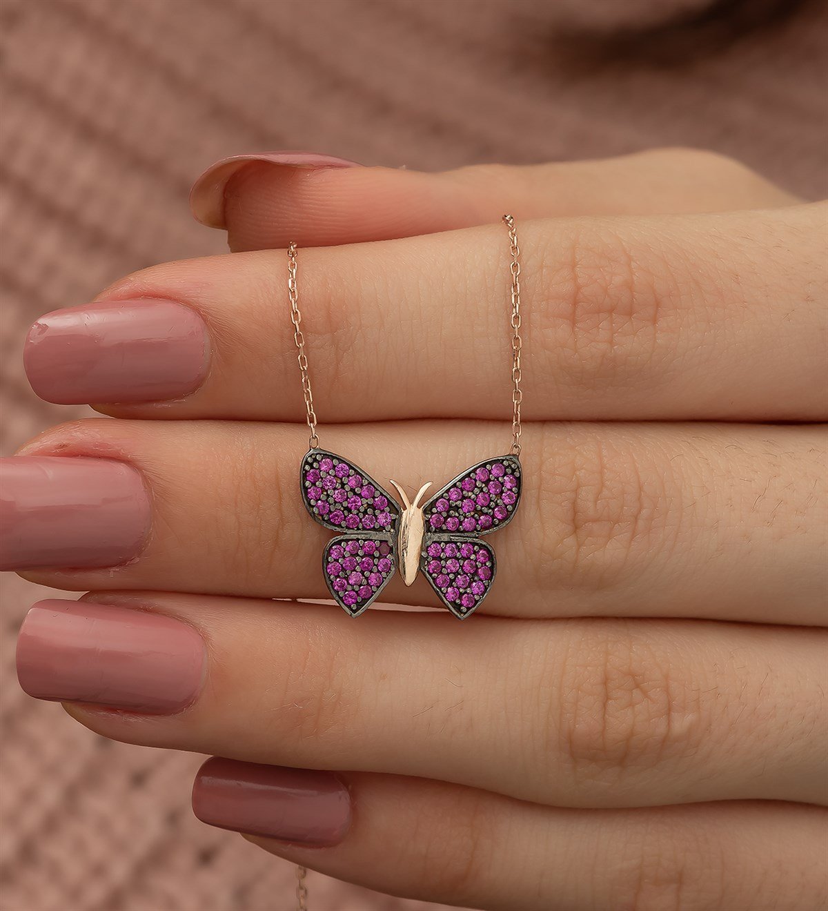 Purple Butterfly Necklace