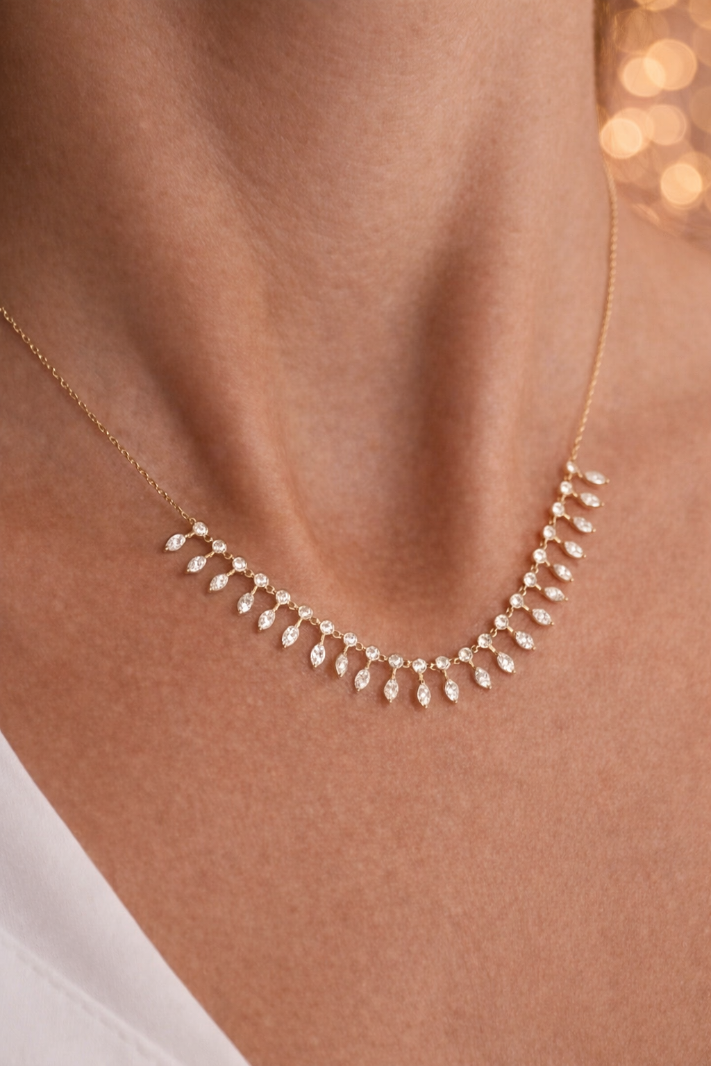 Queen’s Radiance Marquise Zircon Necklace - ARTSY SILVER