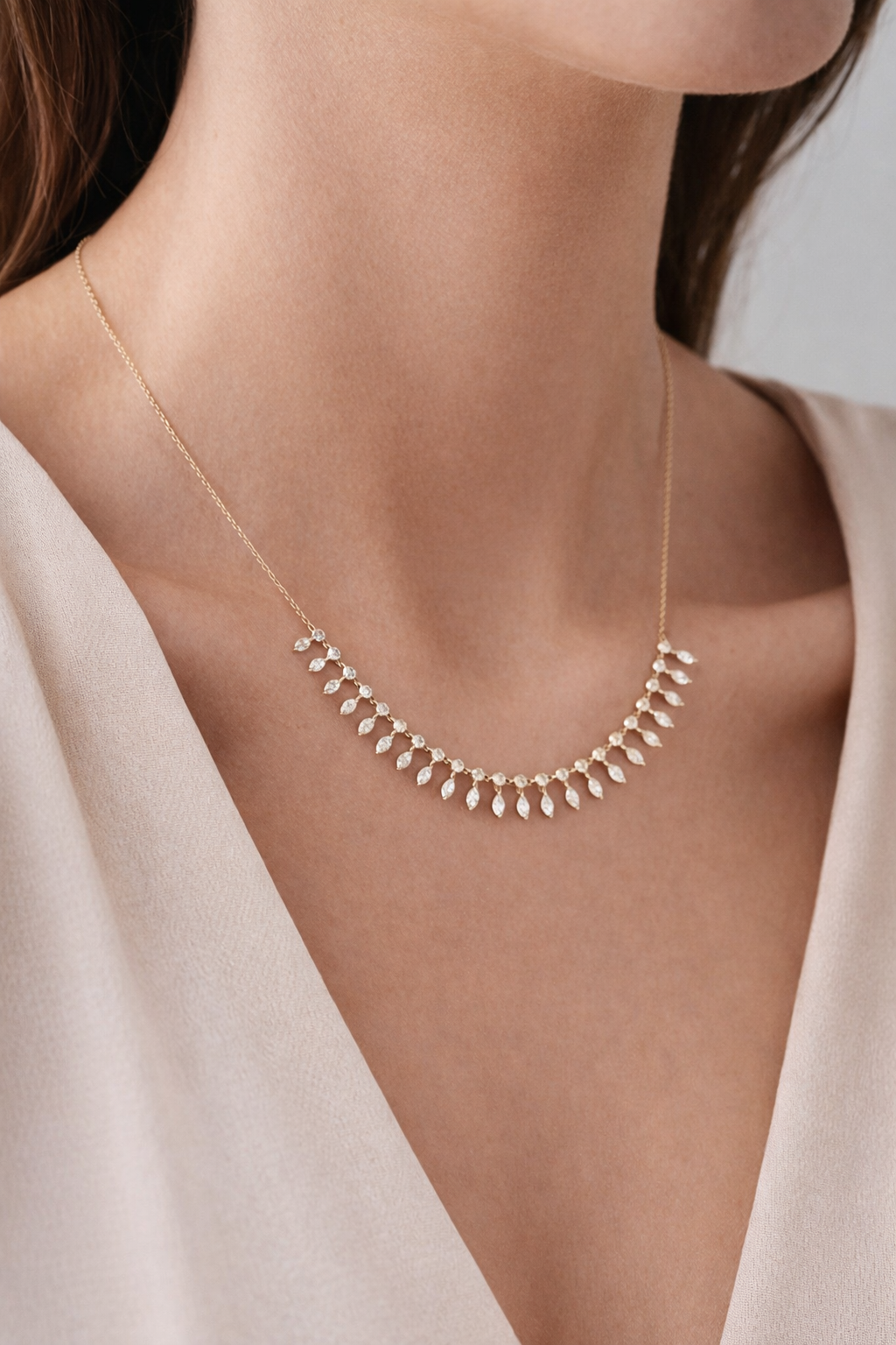 Queen’s Radiance Marquise Zircon Necklace - ARTSY SILVER