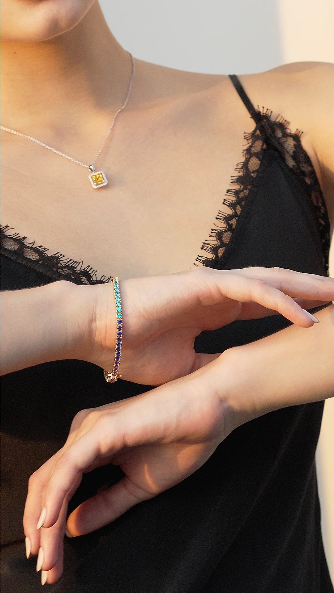 Rainbow Tennis Bracelet - ARTSY SILVER