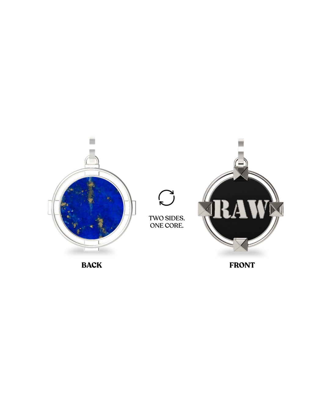 men Pendant-Necklace- Silver-doble sided IARTSY SILVER 