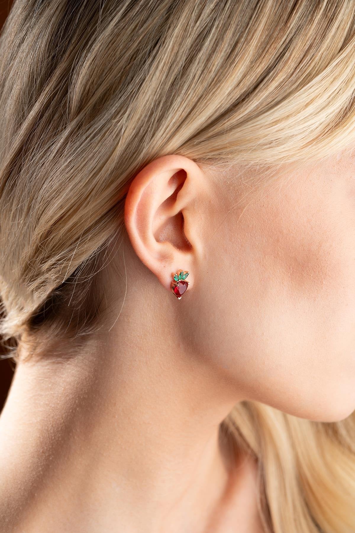 Red Heart Strawberry Earrings