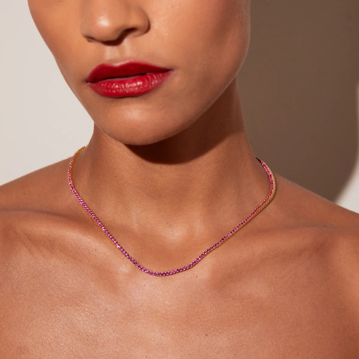Scarlet Ruby Tennis Necklace