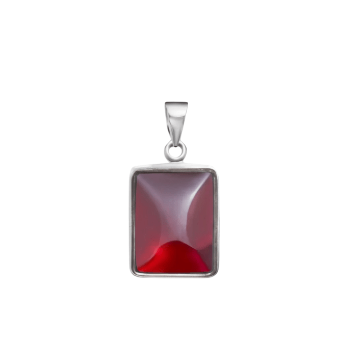 Red Flag Rectangle Pendant - ARTSY SILVER