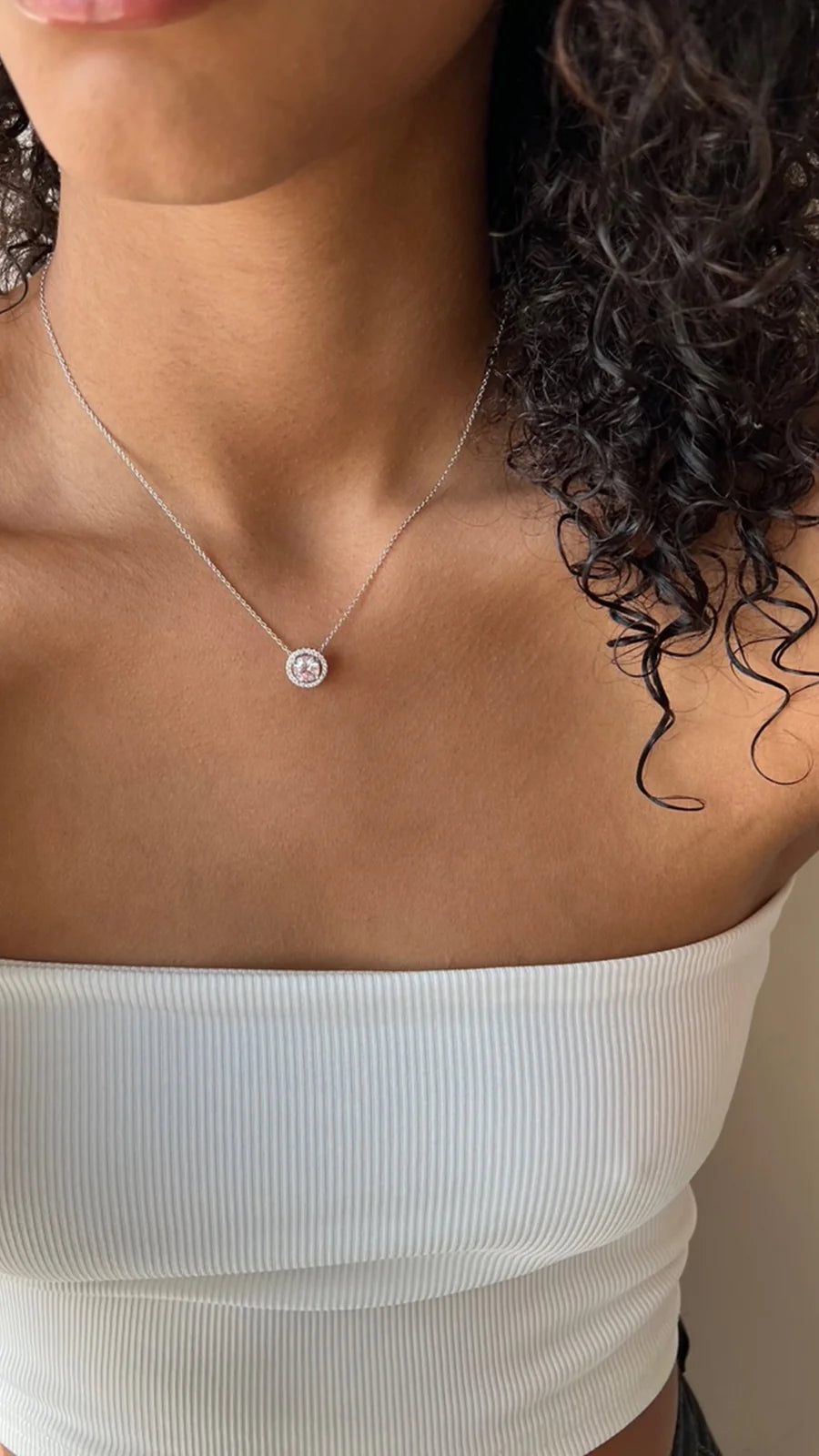 Round Zircon Solitaire Necklace