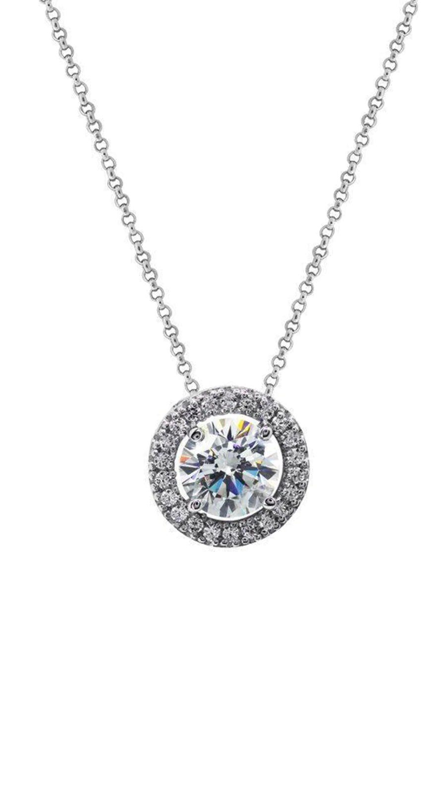 Round Zircon Solitaire Necklace - ARTSY SILVER