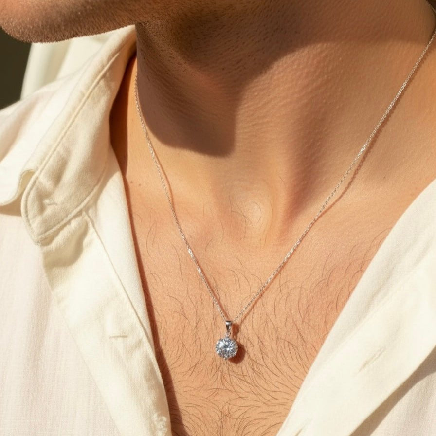 The Axis Zircon Necklace - ARTSY SILVER