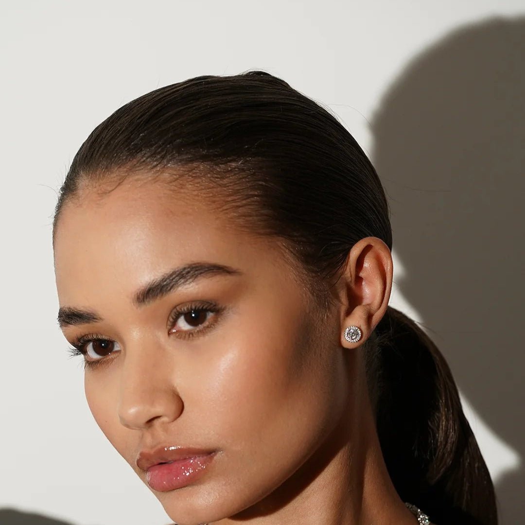 Round Zircon Solitaire Earrings - ARTSY SILVER