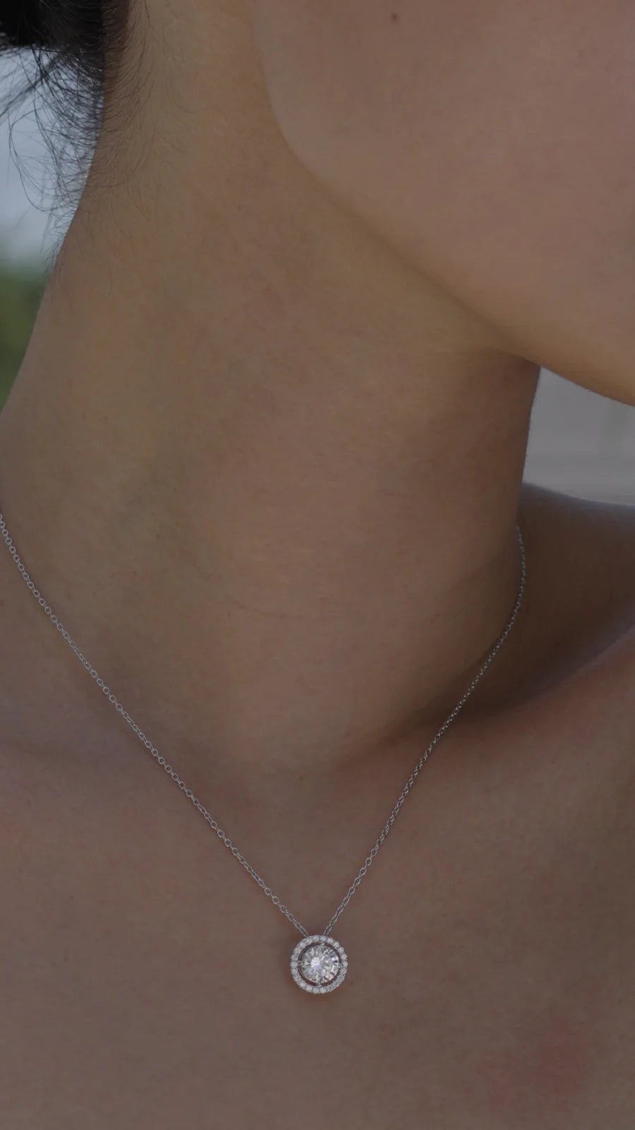 Round Zircon Solitaire Necklace - ARTSY SILVER