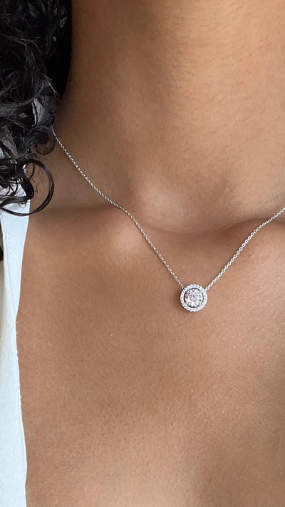 Round Zircon Solitaire Necklace - ARTSY SILVER