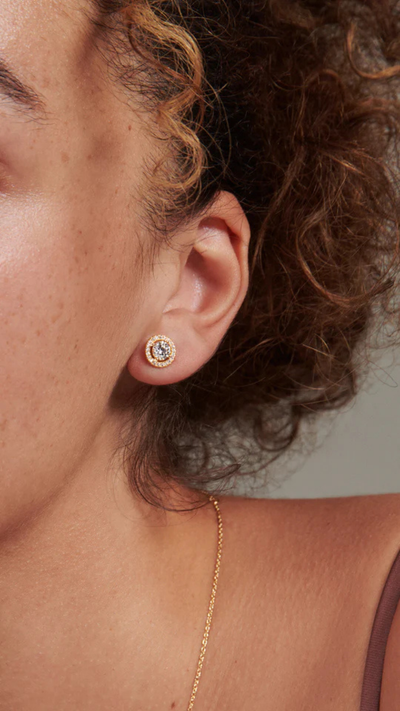Round Zircon Gold Plating Earrings