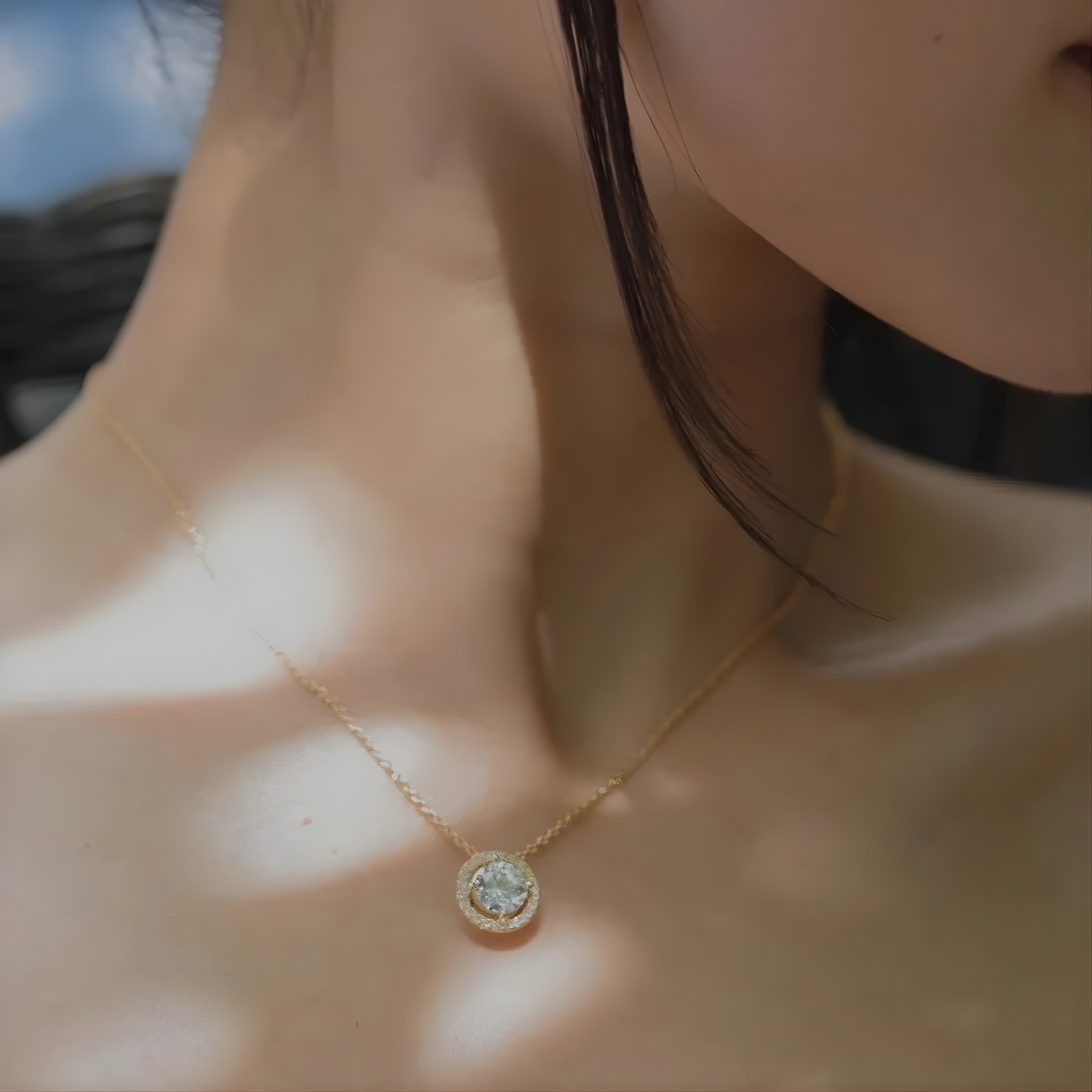 Round Zircon Stones Necklace Gold Plating
