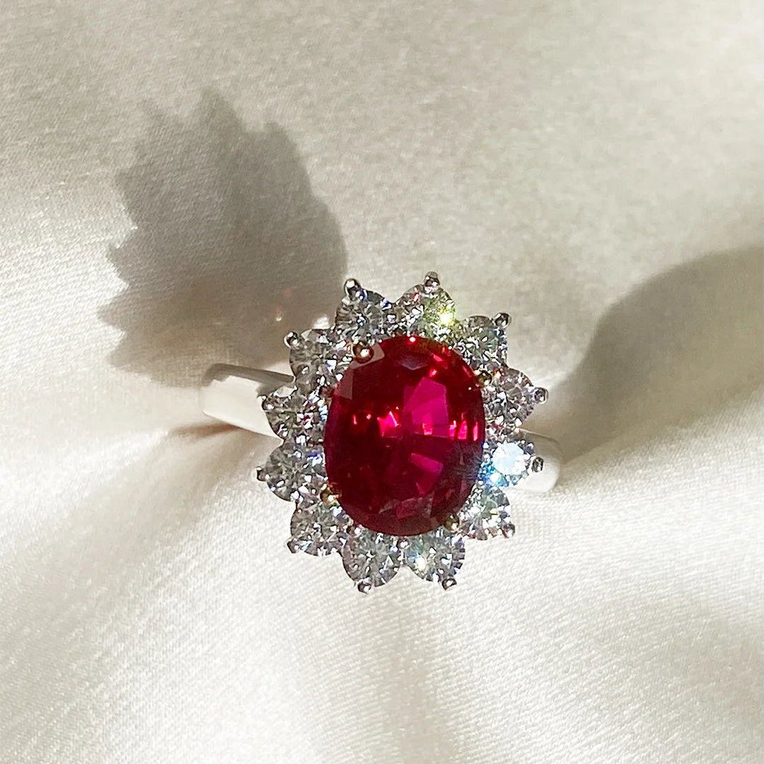 Queen’s Ruby Aura Silver Ring - ARTSY SILVER