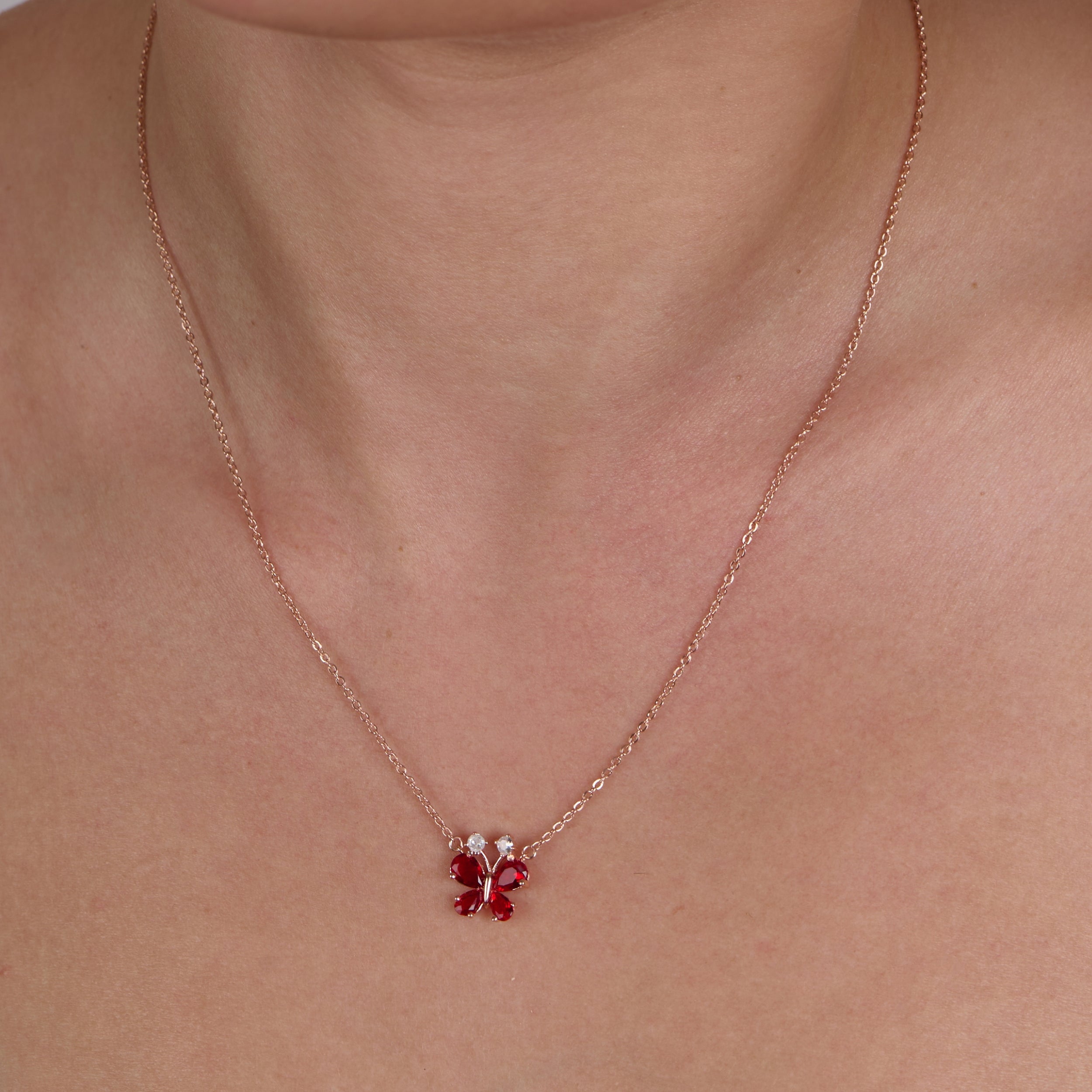 Ruby Butterfly Necklace