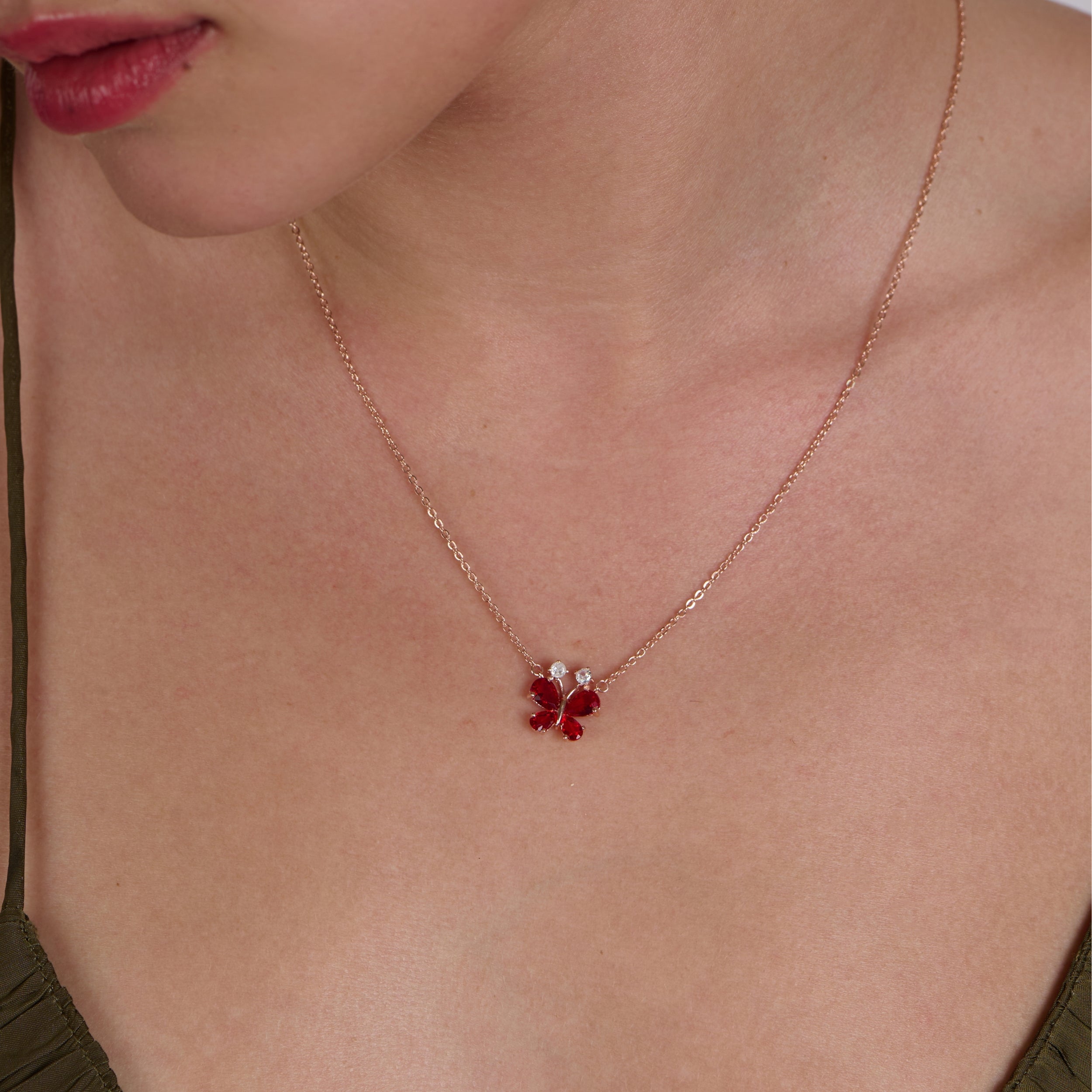 Ruby Butterfly Necklace