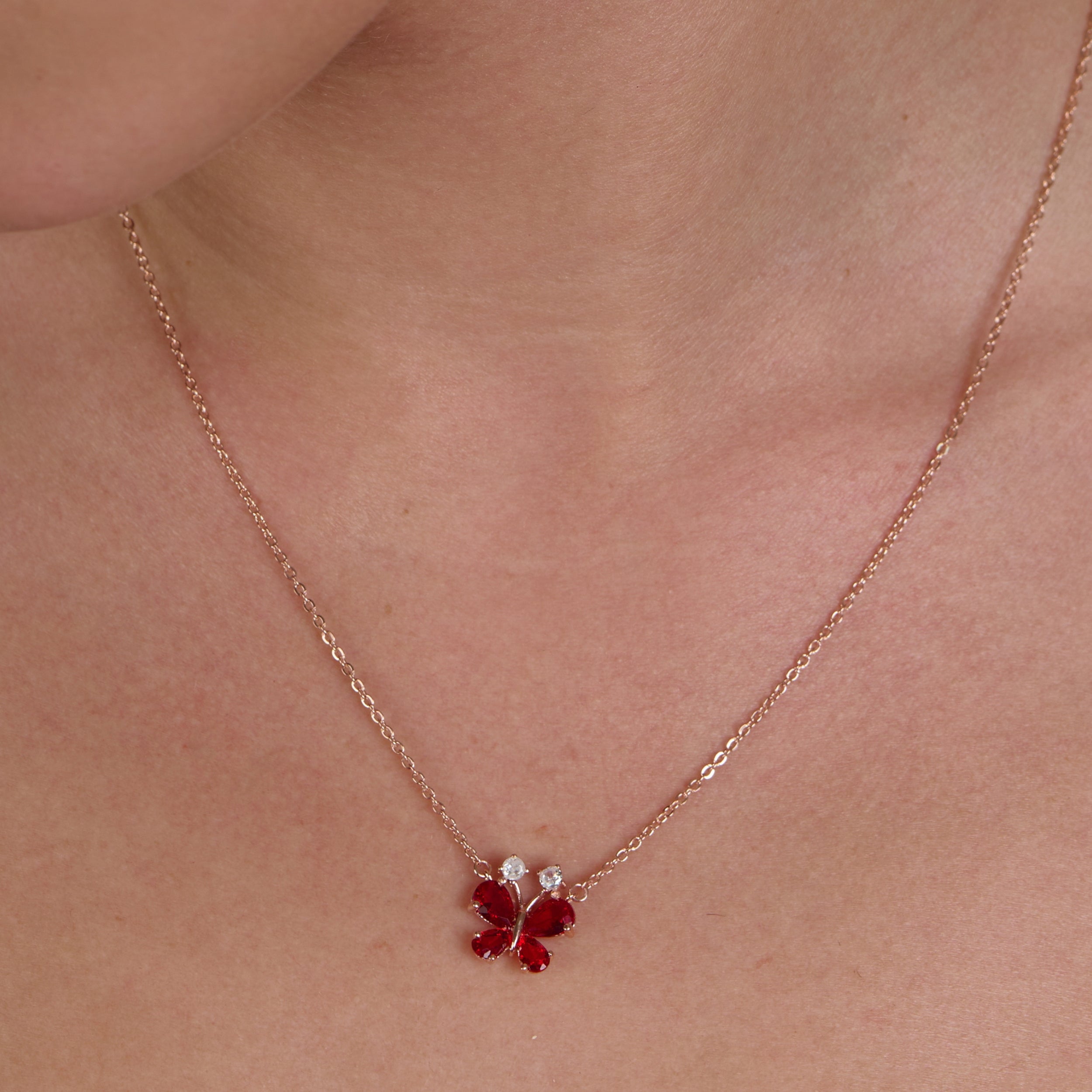 Ruby Butterfly Necklace