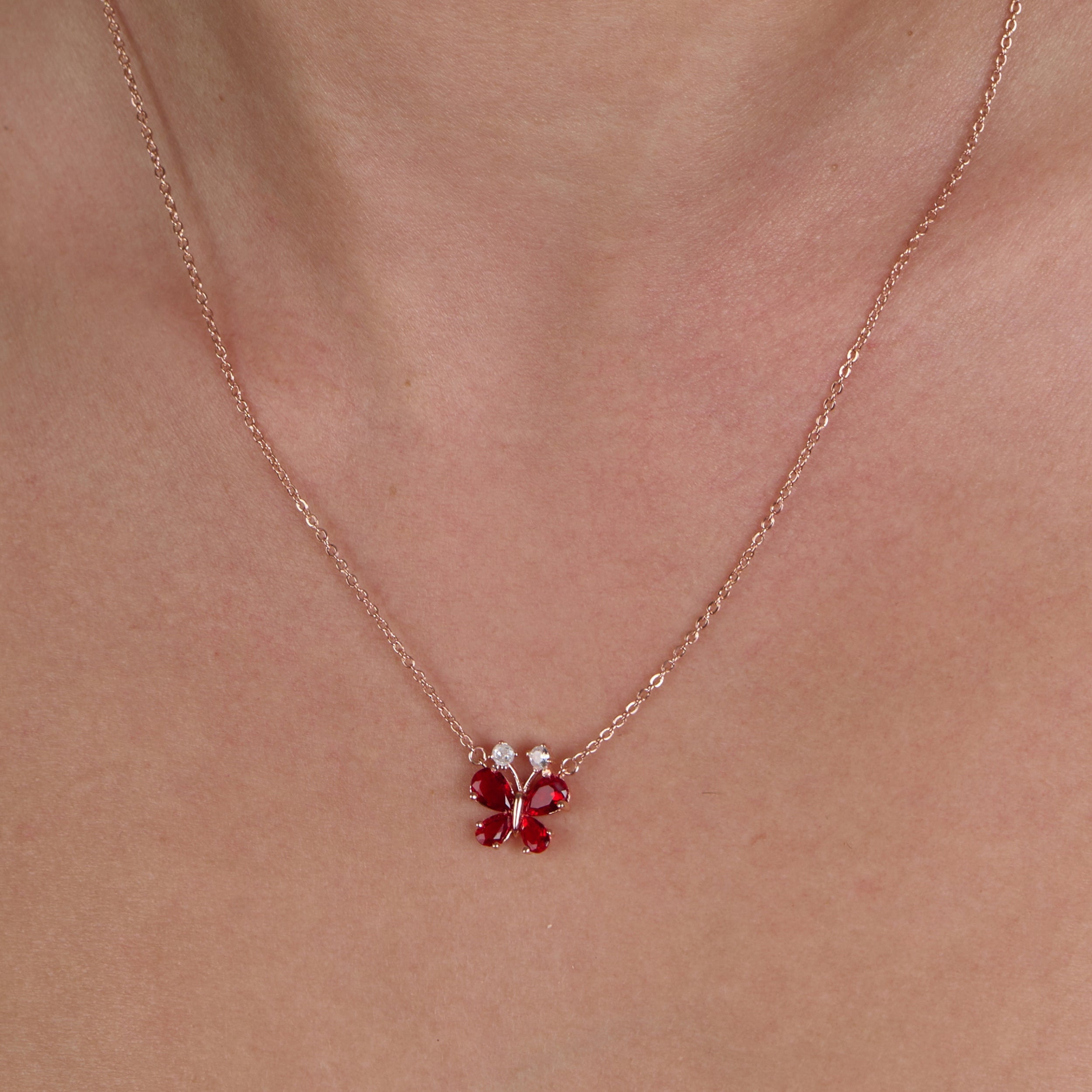 Ruby Butterfly Necklace