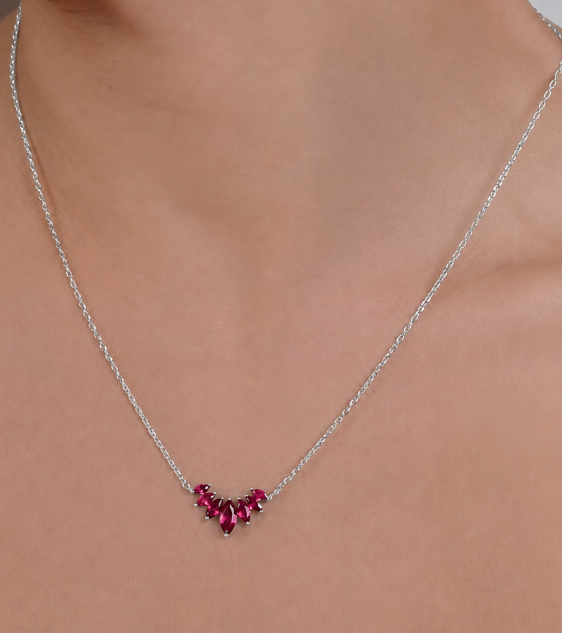 Woman's Ruby with Silver  Necklace I ARTSY SILVER 
