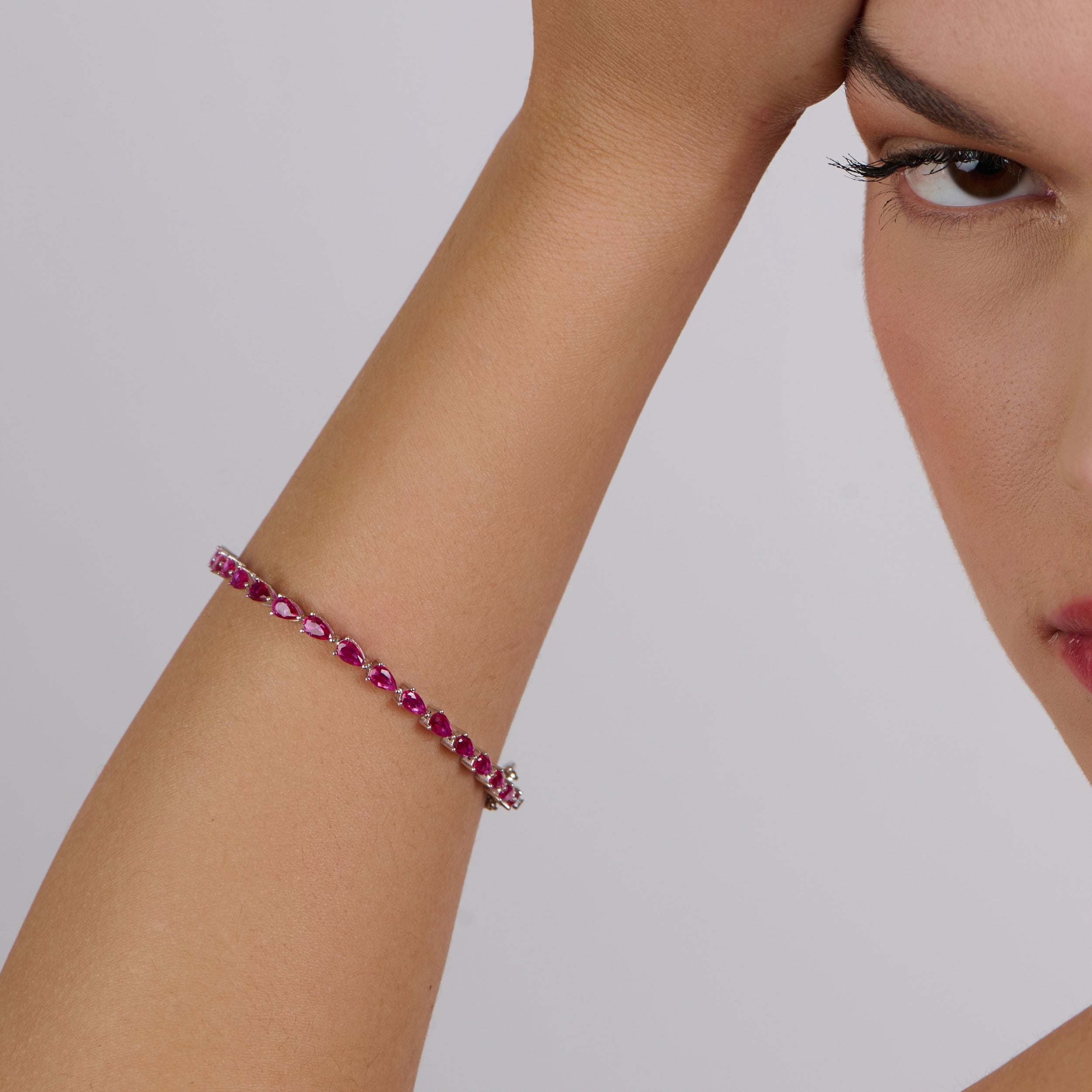 Ruby Pear Tennis Bracelet