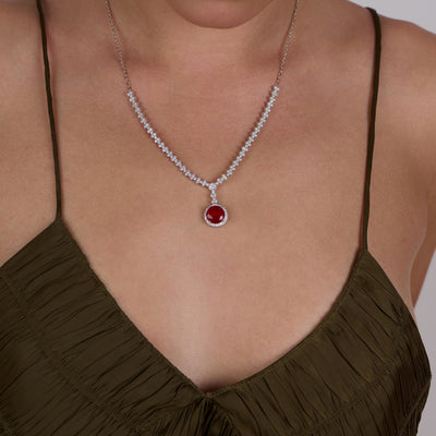 Ruby  Woman's Necklace  - 925 Sterling Silver I ARTSY SILVER