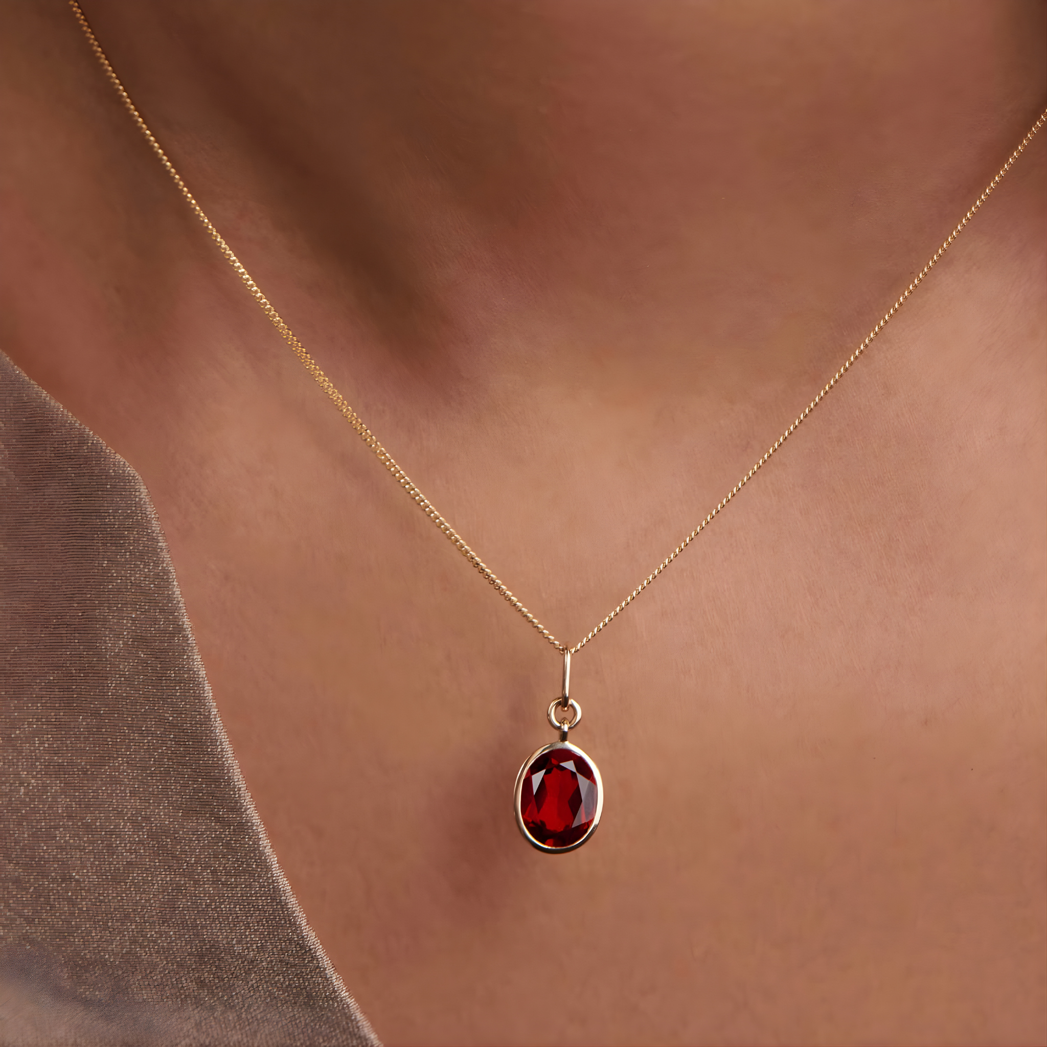 Scarlet Kisses Garnet Necklace