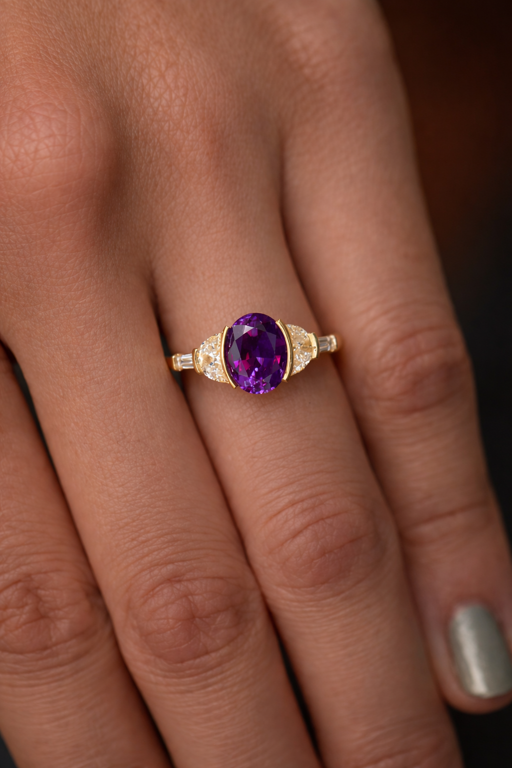 Sedna Amethyst Oval Cut Ring - ARTSY SILVER