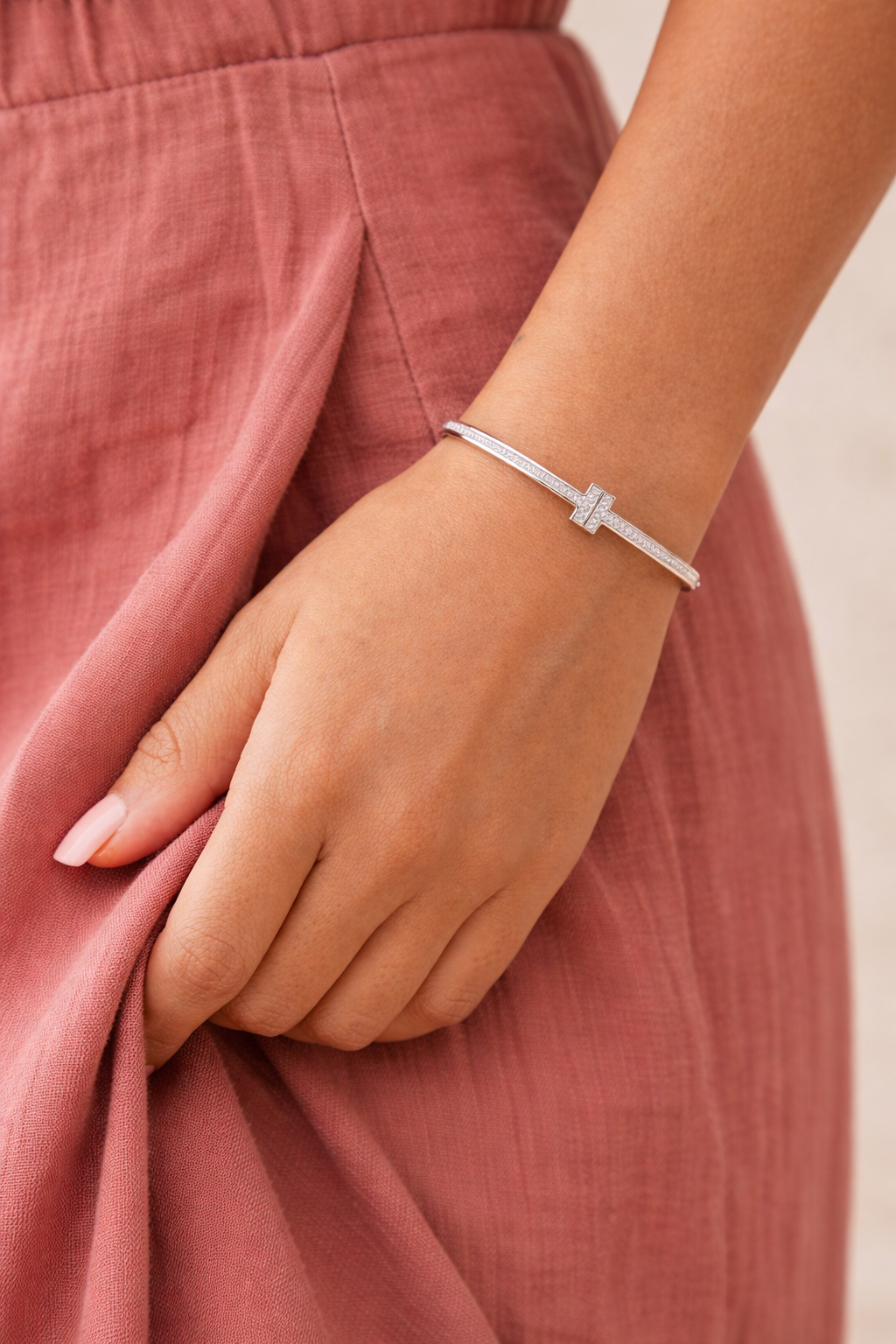 Silver Zircon Stones Bangle