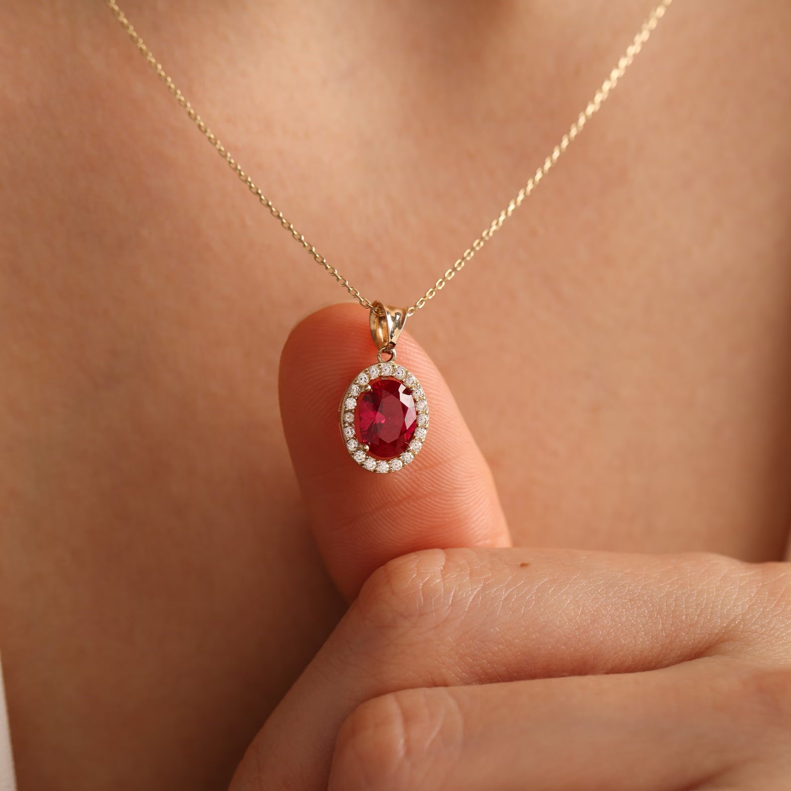 Sleeping Beauty Garnet Stone Necklace