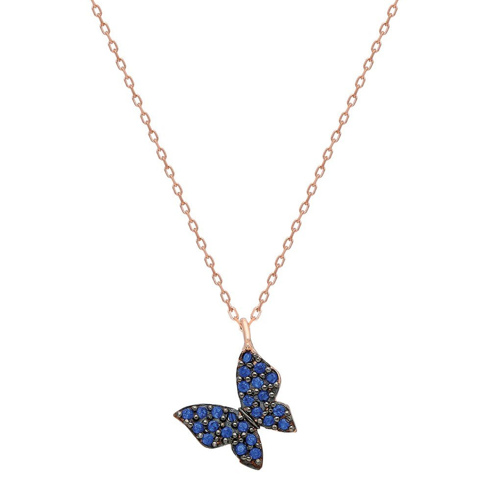 Small Blue Butterfly Necklace - ARTSY SILVER