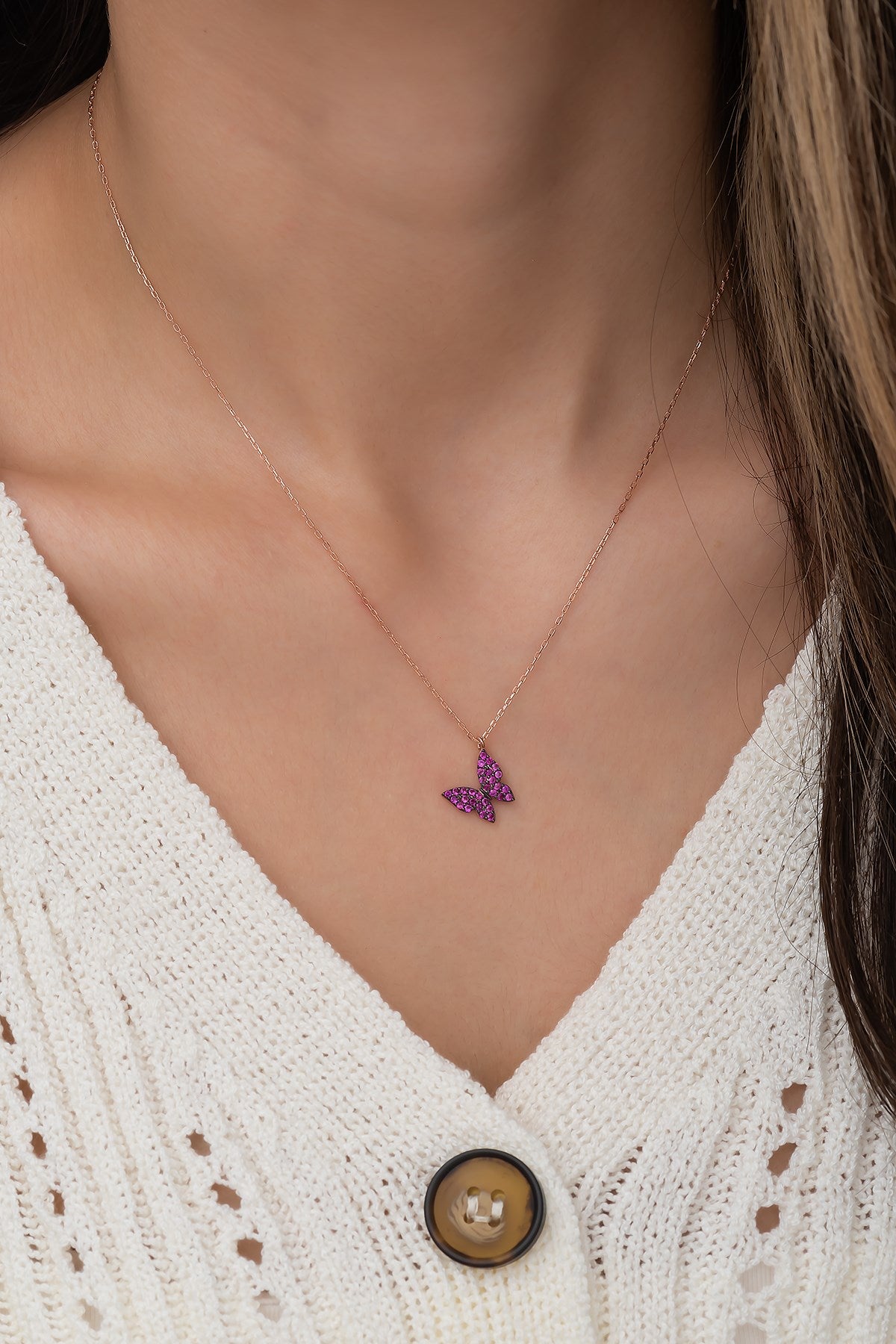 Small Purple Butterfly Necklace