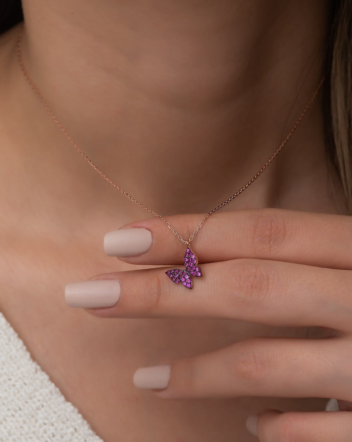 Small Purple Butterfly Necklace