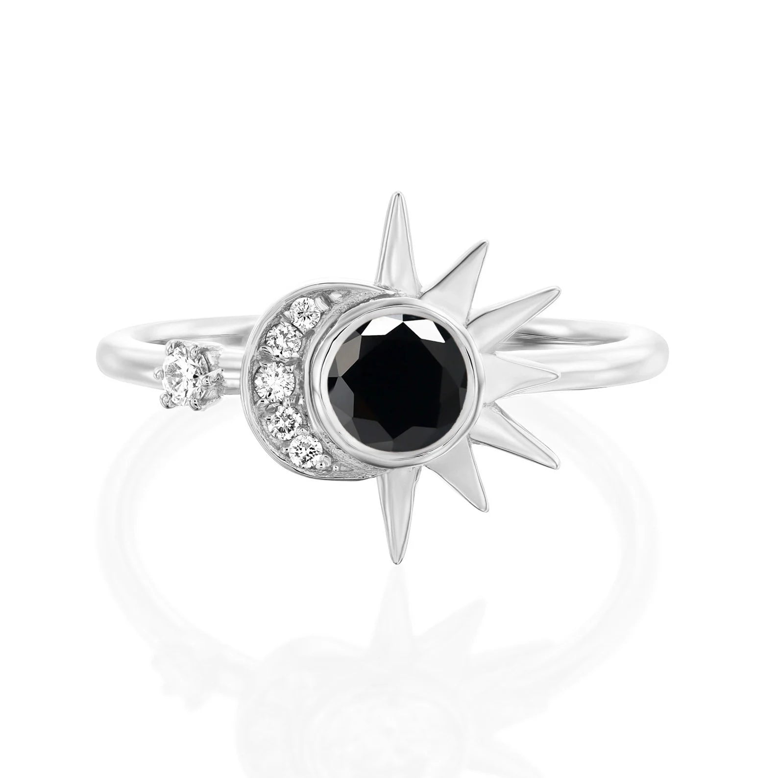 Star Moon Black Stone Ring