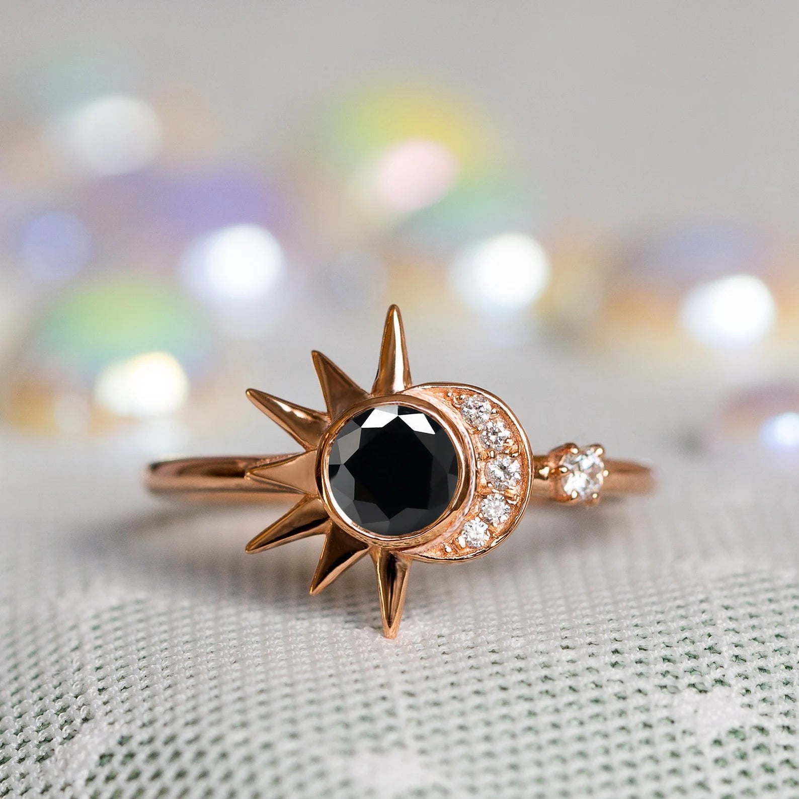 Black star stone ring deals