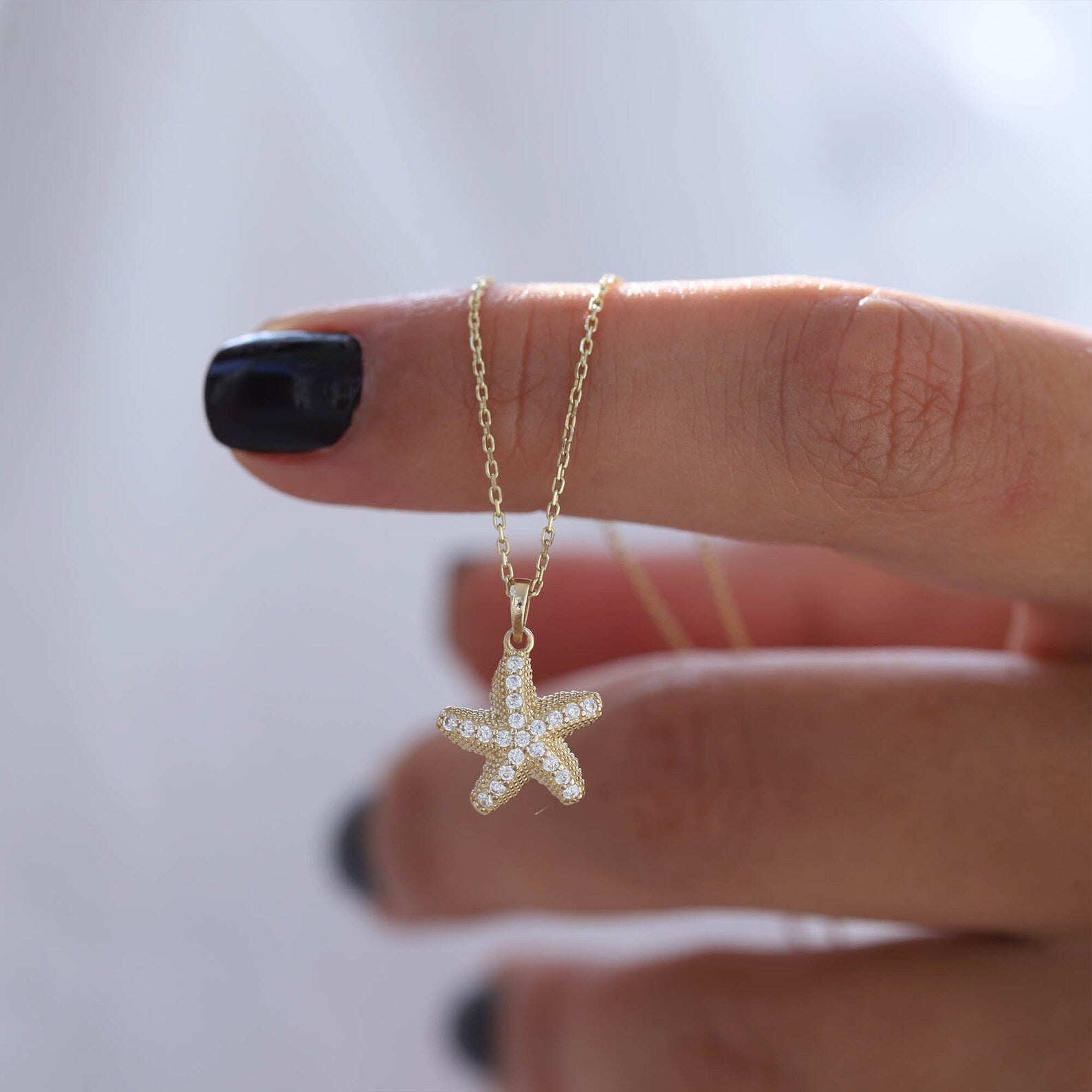 Peach Zircon Seastar Necklace - ARTSY SILVER