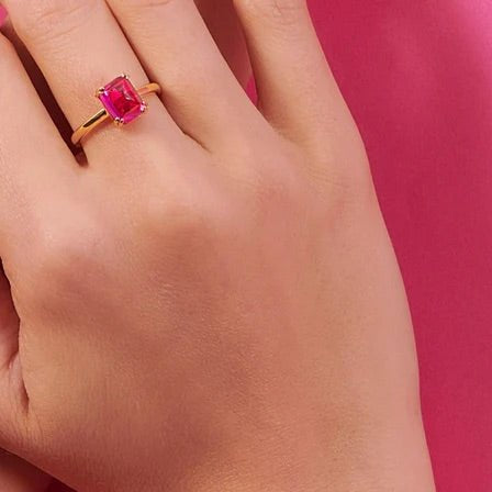 Sugarloaf Ring Dark Pink - ARTSY SILVER