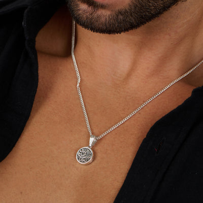 Surat Al - Ekhlas Silver Men Necklace - ARTSY SILVER