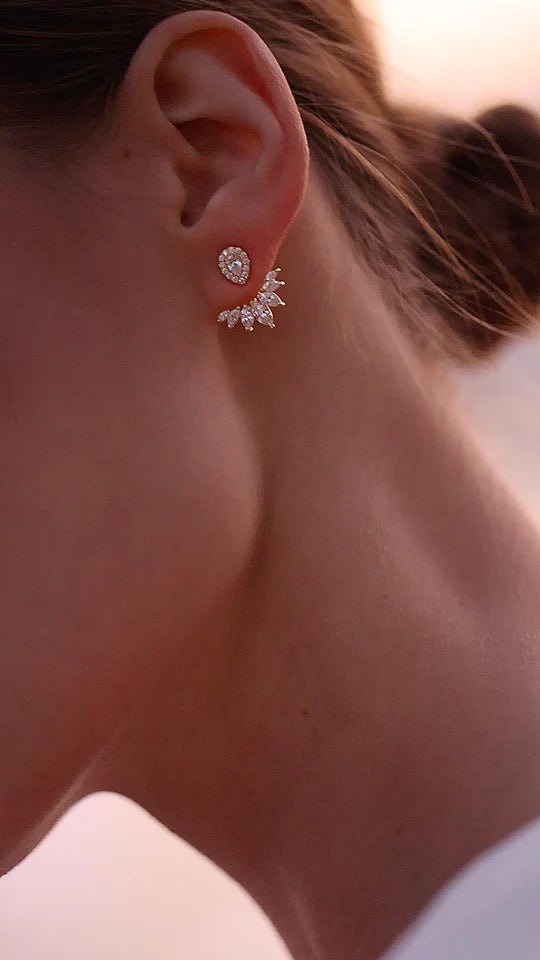 Lotus Gold Plated Ear Jacket - ARTSY SILVER