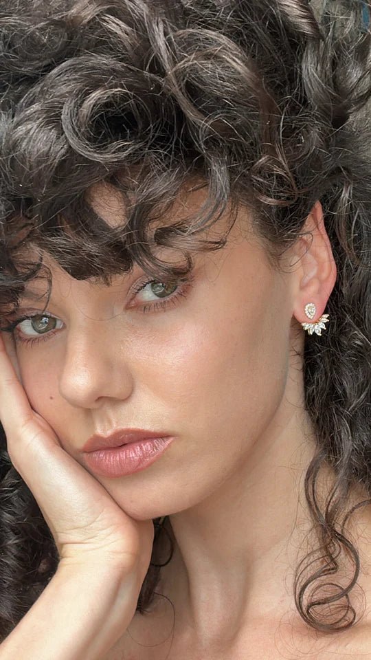 Lotus Gold Plated Ear Jacket - ARTSY SILVER