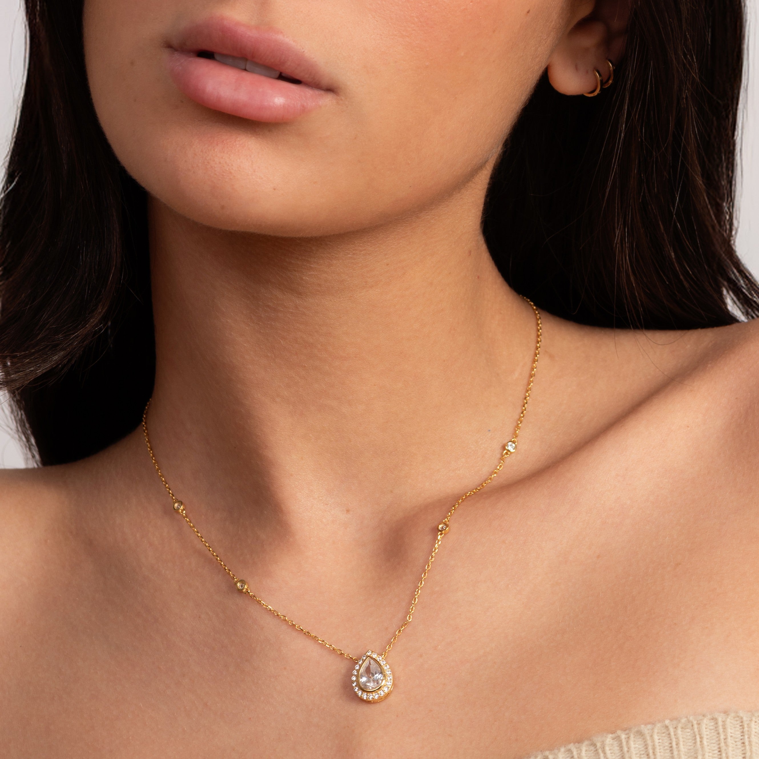 Swan Lake Pear Gold Plated Necklace